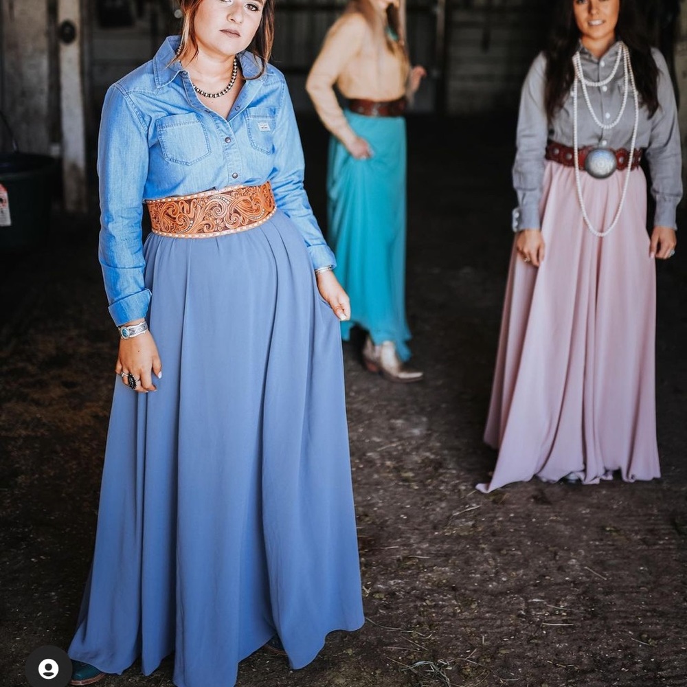 Steel Blue/Gray Maxi Skirt